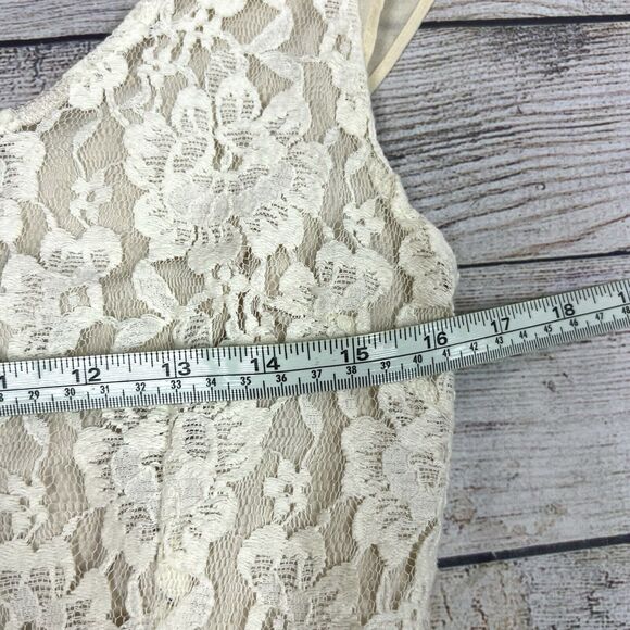 American Eagle White Beige Floral Lace Sleeveless Skater Dress Women's Sz 10 NWT - Picture 9 of 10